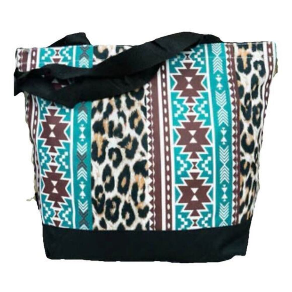 Aztec Leopard Tote Bag Mesa‎ Western , Boho , Tribal Beach Bag NWT